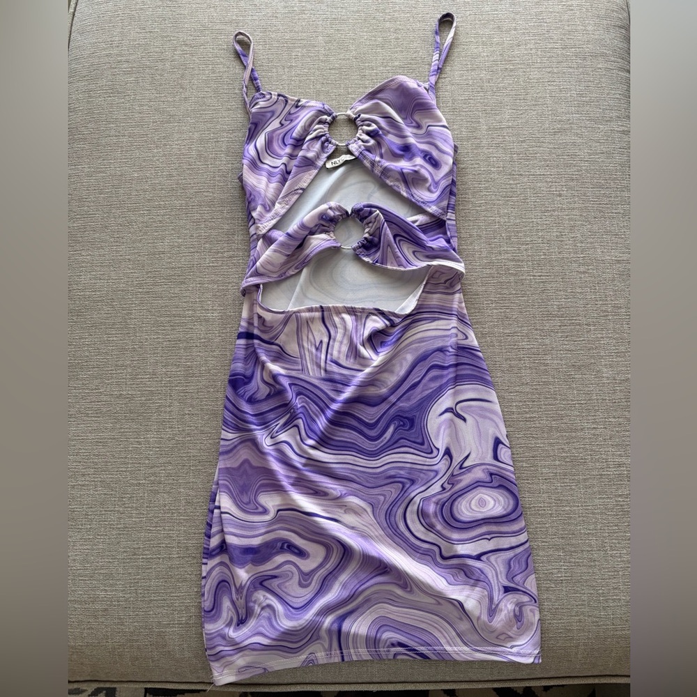 Lavender Swirl Cutout Mini Dress